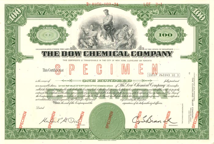 Dow Chemical Co. - Specimen Stock Certificate